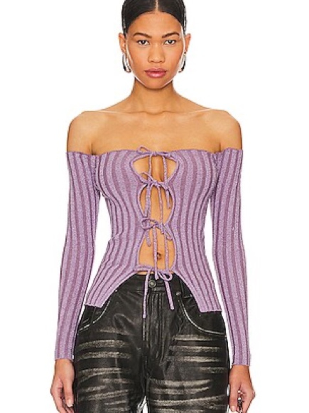 SuperDown Off Shoulder Top (Size Small) NEVER WORN (Purple Metallic)